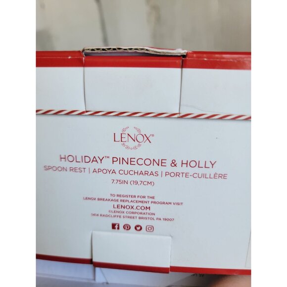 Lenox holiday Pinecone Holly‎ spoon rest Xmas home decor kitchen - Picture 7 of 7